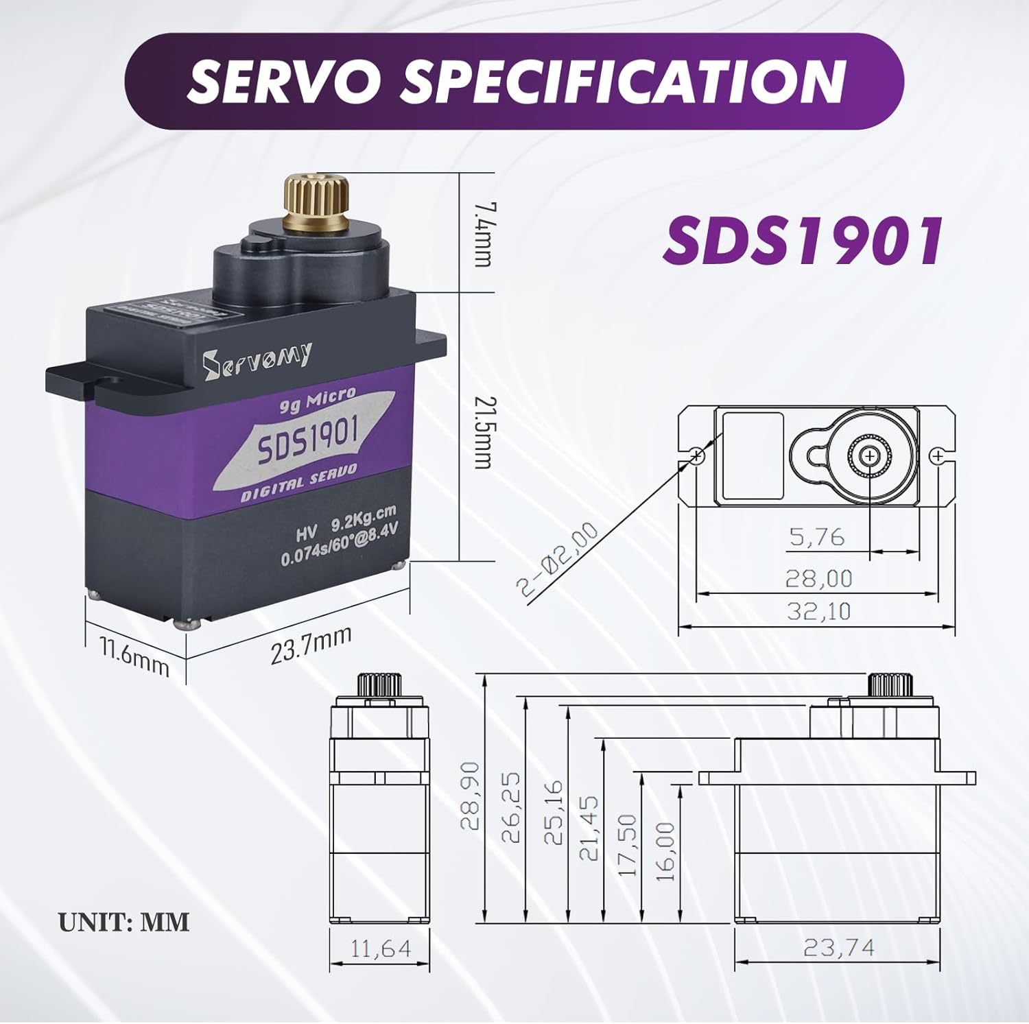 SERVOMY-SDS1901 Digitale 9G Mi - Servo Metal Gear recensie en prijs